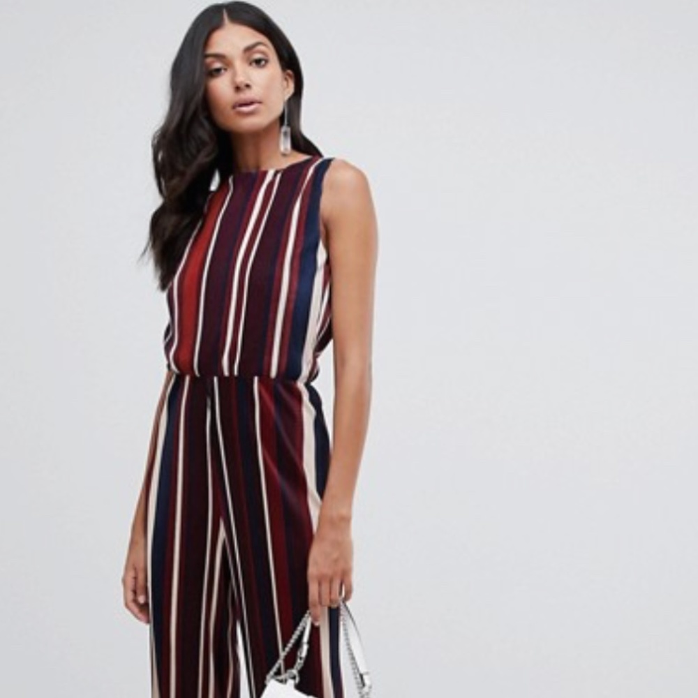 Pleated Striped Jumpsuit